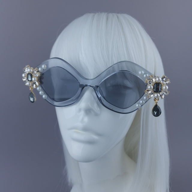 Pearls & Swine: Grey Sunglasses with Jewels - LIMITED EDITION
