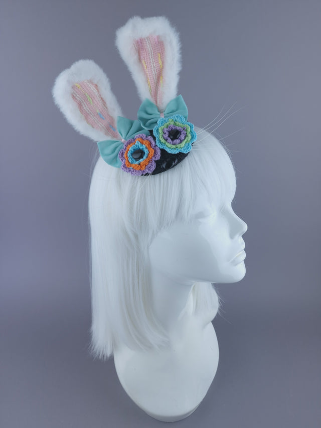 "Zinnia" Flower Eye Bunny Ear Mini Fascinator
