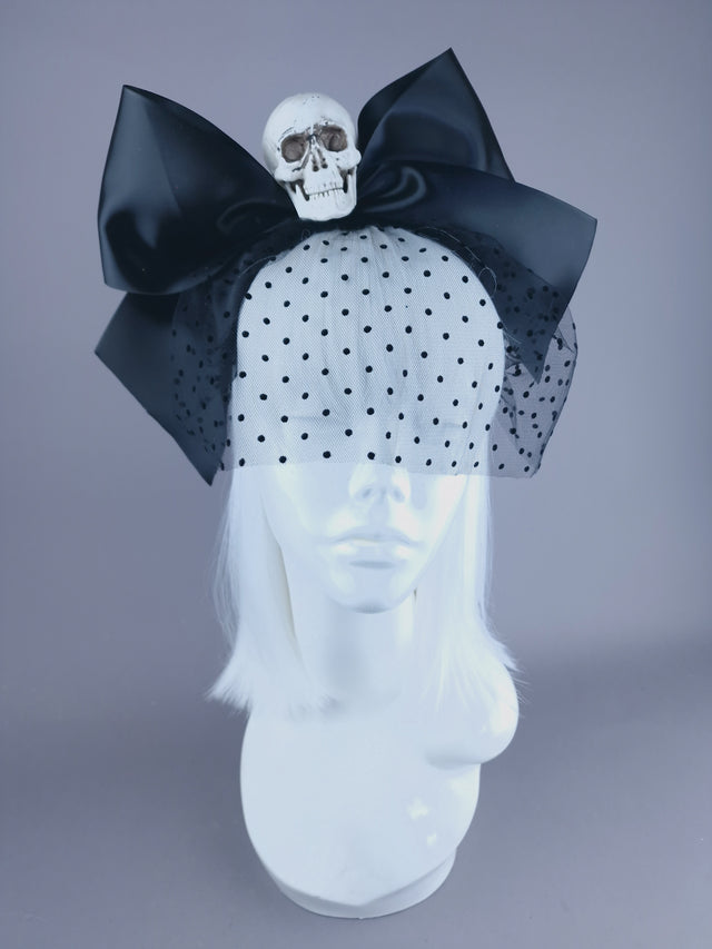 "Dead Cute" Skull & Bow Veil Headdress