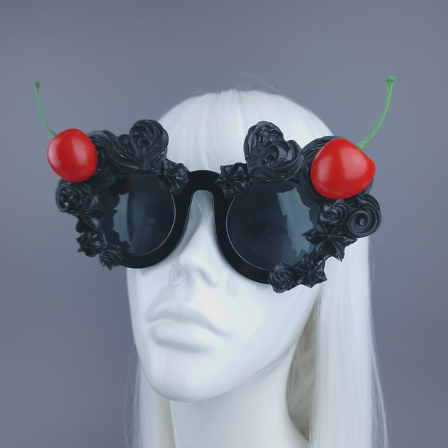 Pearls & Swine: Black Frosting Icing Cherry Sunglasses "Fondant"