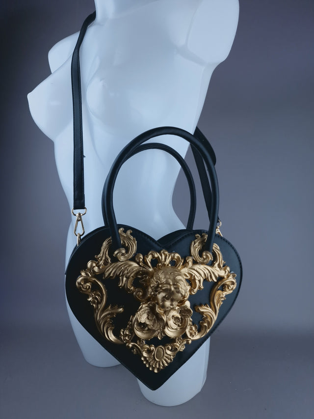 "Raphael" Gold Filigree Heart Shaped Handbag