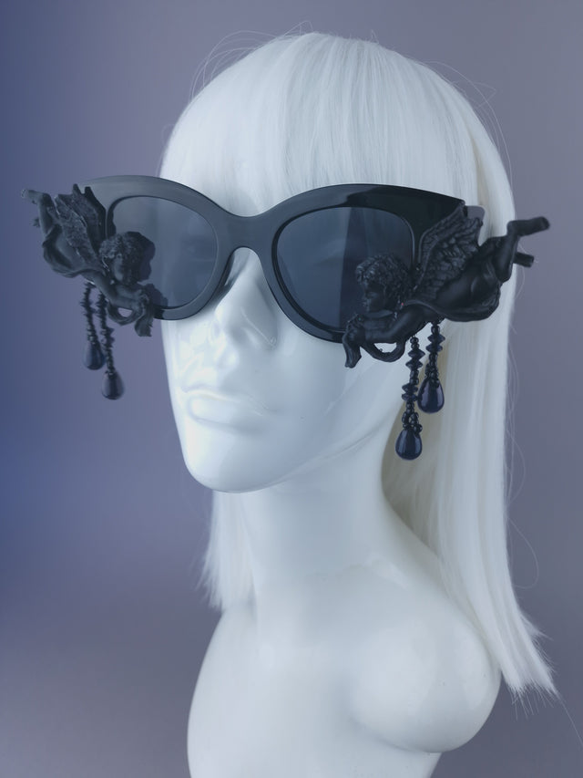 "Astarte" Black Cherub Angel & Beading Sunglasses
