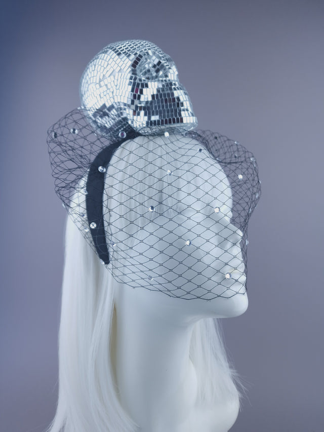 "Last Dance" Mirror Ball Skull Veil Headdress