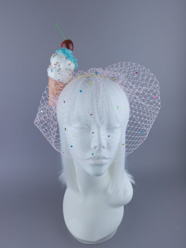 "Vanilla" Glittery Ice cream Veil headpiece
