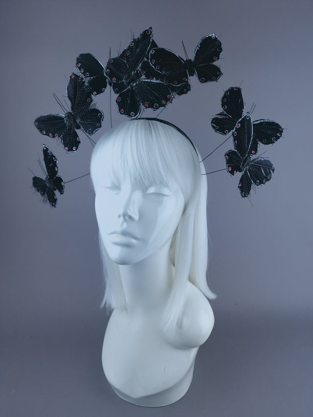 "Flit" Black Butterfly Headdress