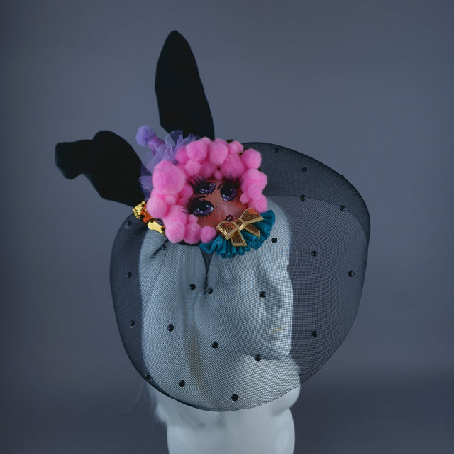 "Bunnie" Dollface Fascinator Hat with Veil