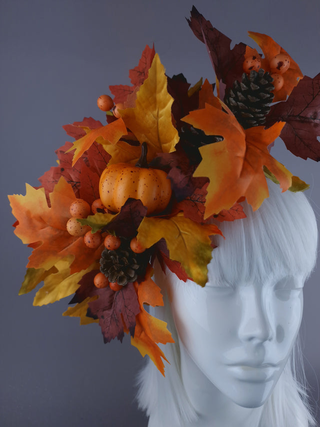 "Fall" Autumn Leaf & Pumpkin Headdress