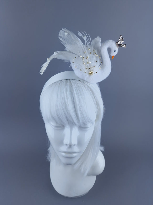 "Song" Swan with Llittle Crown Headpiece