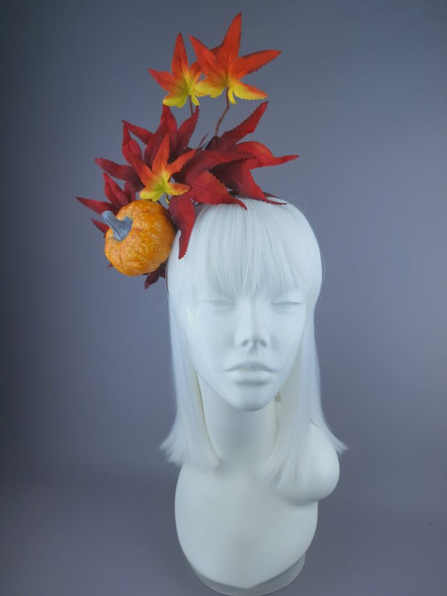 Pearls & Swine: Autumnal Headdress with Leaves & Pumpkin "Spice"