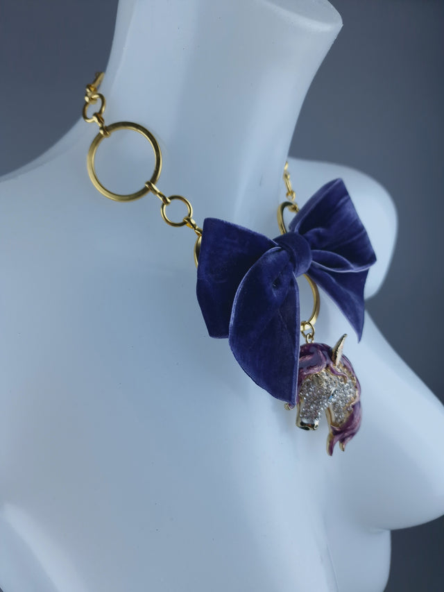 Gold Ring, Purple Bow & Unicorn Necklace Jewellery