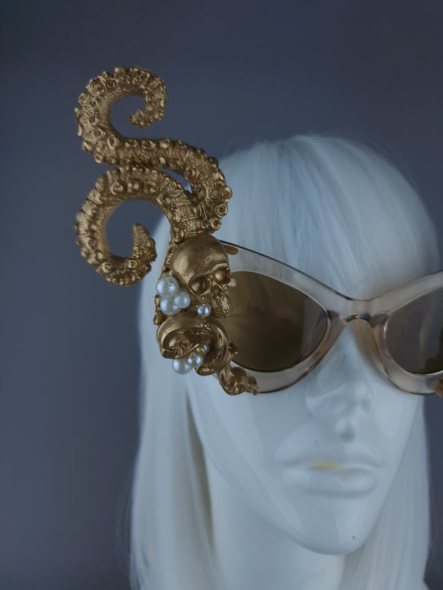 "Astaroth" Gold & Pearl Octopus Kraken Tentacle Sunglasses