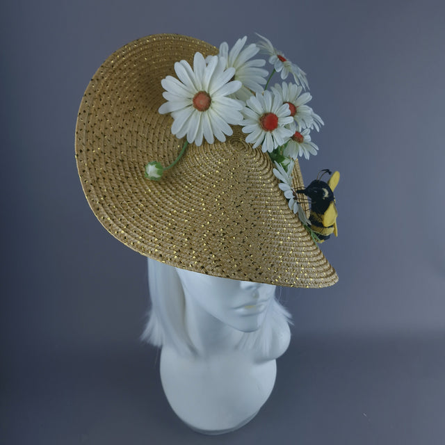 "Bumble" Daisy Flowers & Bee Fascinator Hat