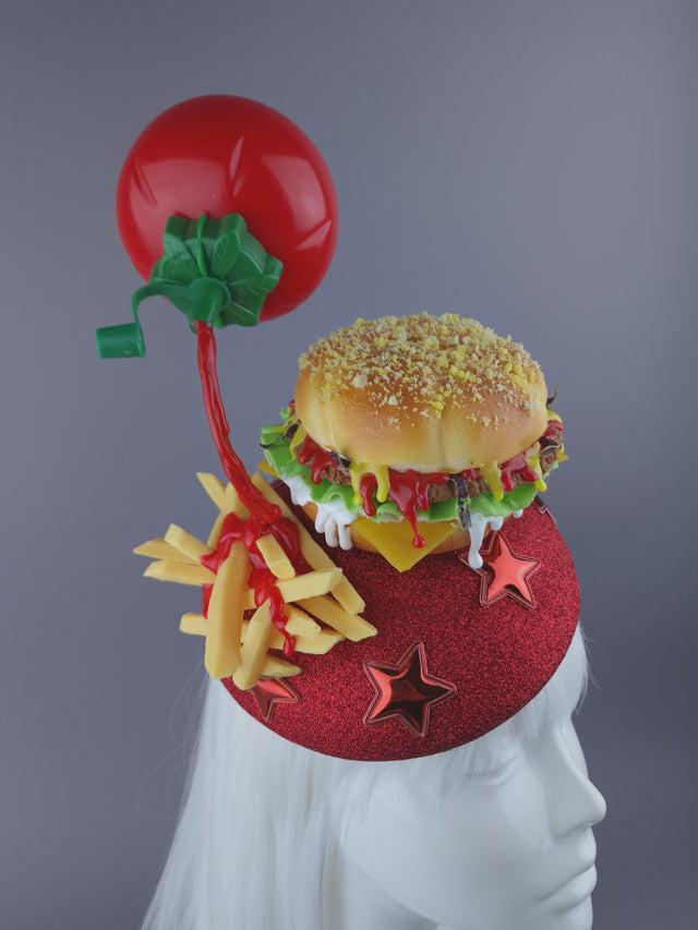 "Royale with Cheese" Burger & Chips Food Fascinator Hat Headdress