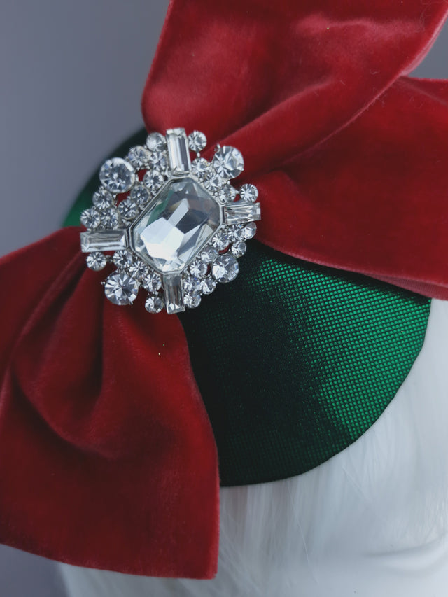 Red Velvet Bow Mini Festive Fascinator
