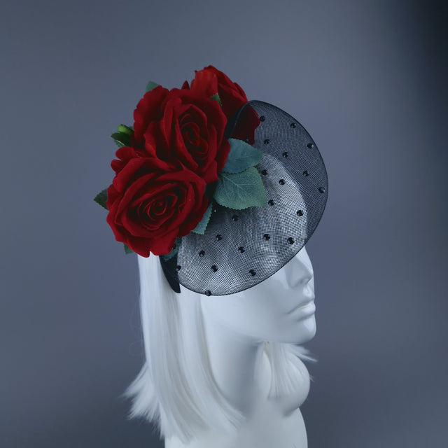 "Doris" Roses & Veil Headdress