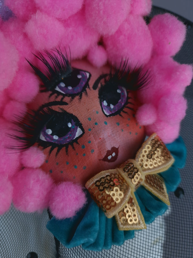 "Bunnie" Dollface Fascinator Hat with Veil