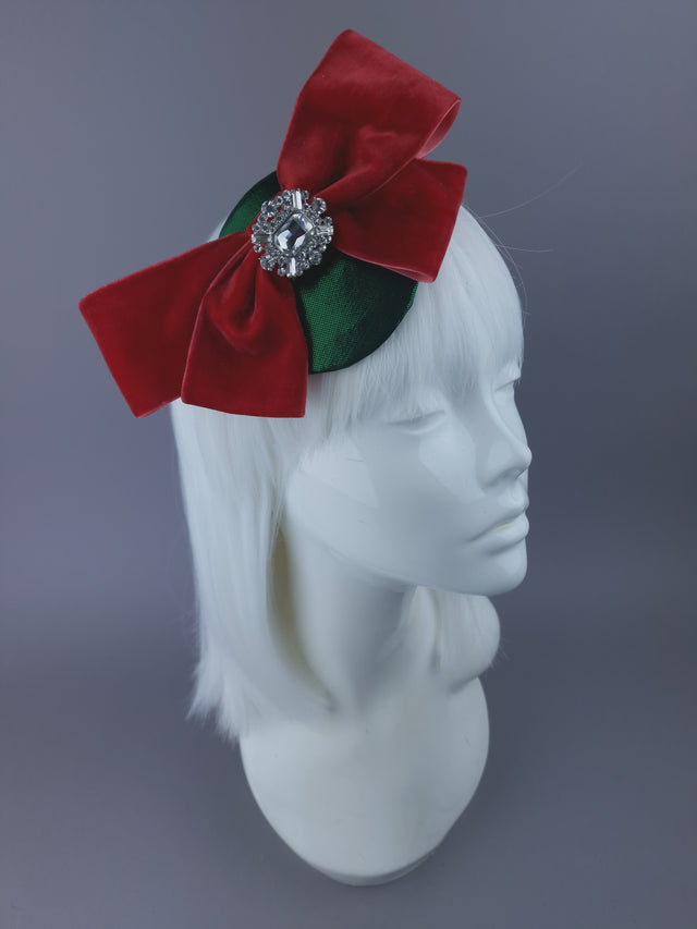 Red Velvet Bow Mini Festive Fascinator