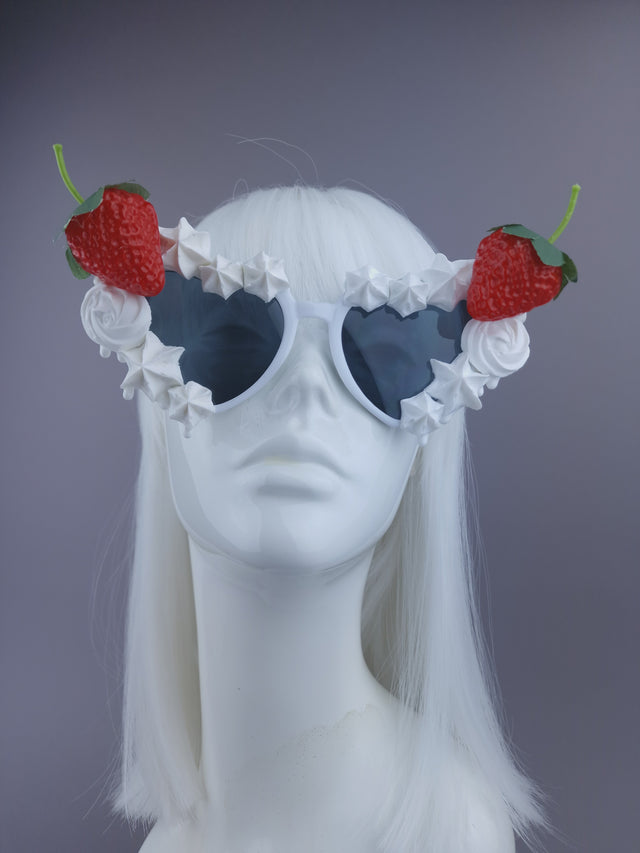 Pearls & Swine: Strawberries & Cream Heart-Shaped Sunglasses "SweetTreat"