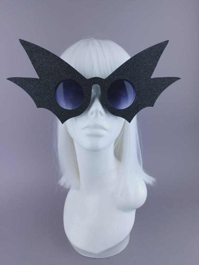 "Nerezza" Oversized Black Glitter Sunglasses