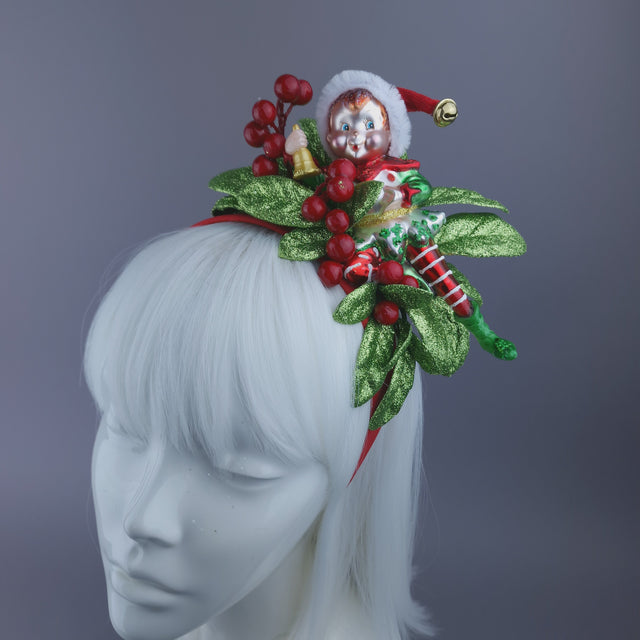 Elf, Berries & Glittered Leaves Xmas Headdress