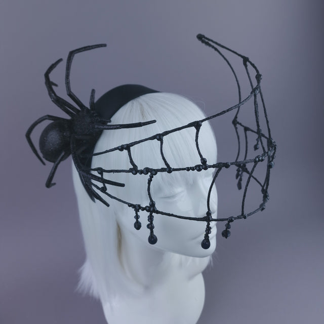 Pearls & Swine: Maximalist Spider & Web Headdress "Capture"
