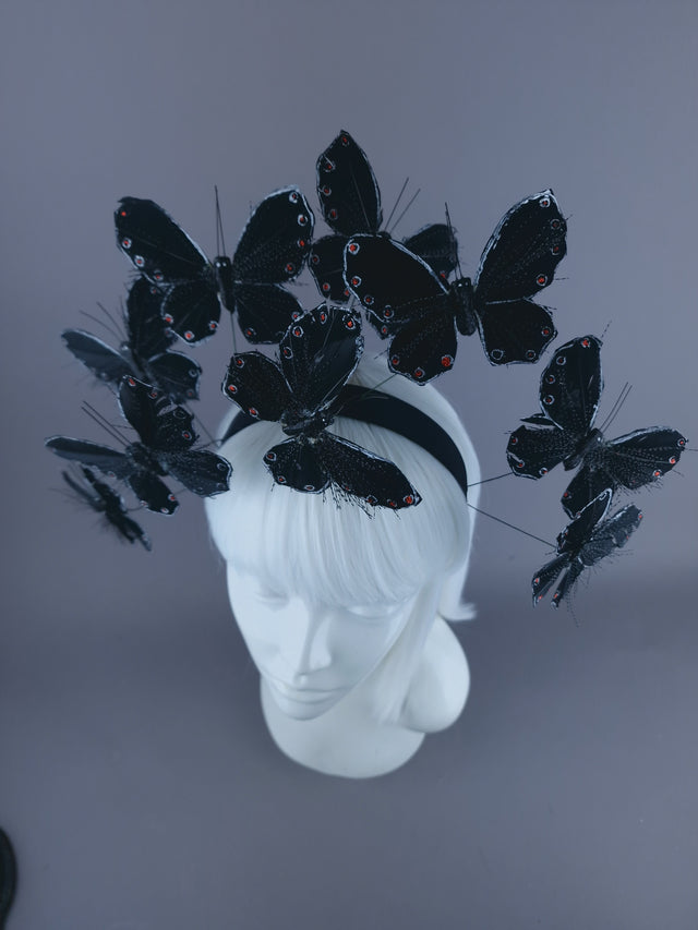 "Flit" Black Butterfly Headdress