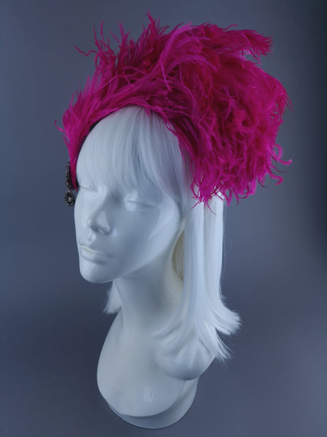 "Nomi" Pink Feather Headdress with Jewel