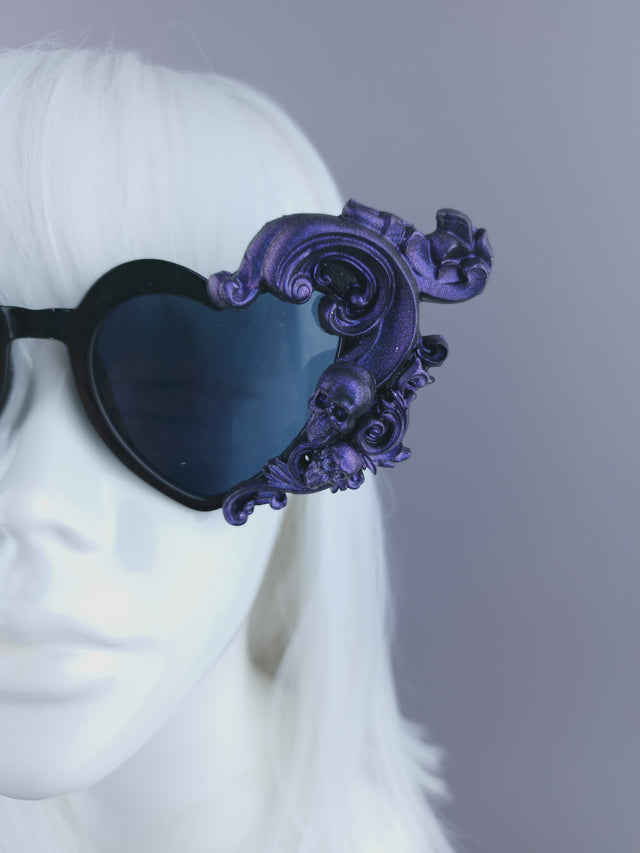 "Jupiter" Purple & Black Filigree Heart Shaped Sunglasses