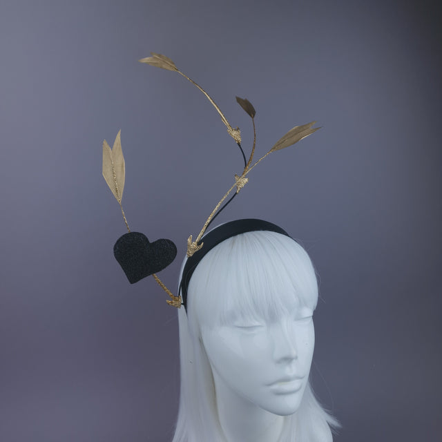 Pearls & Swine: Gold Arrows & Heart Headpiece "Pierced"