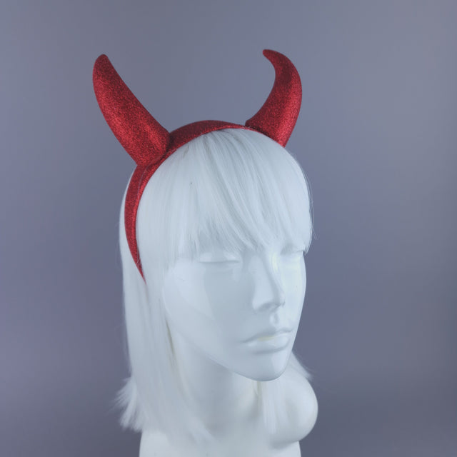 "Demonique" Large Red Glitter Devil Horn Headpiece