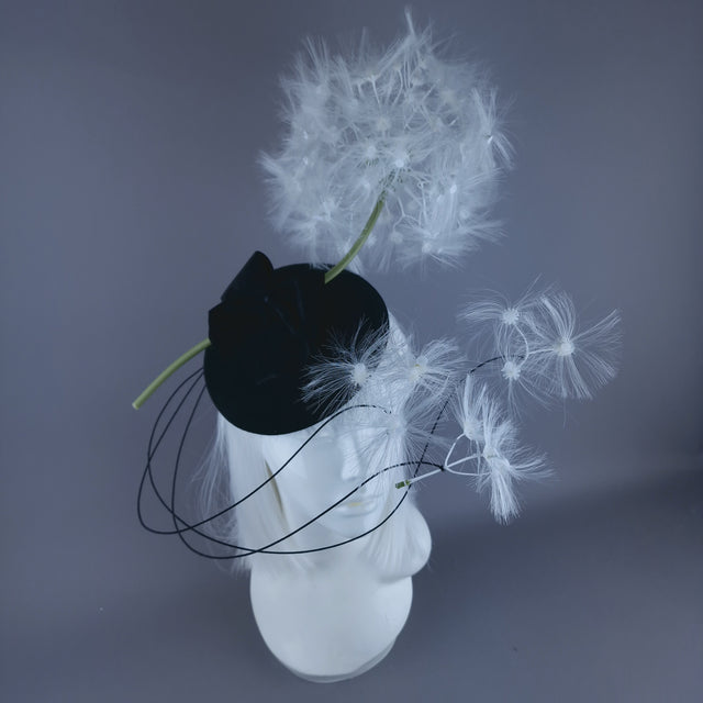 "Dandi-licious" Dandelion & Bow Black Fascinator Hat