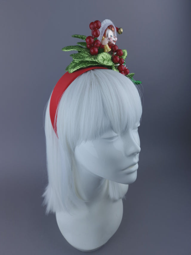 Elf, Berries & Glittered Leaves Xmas Headdress