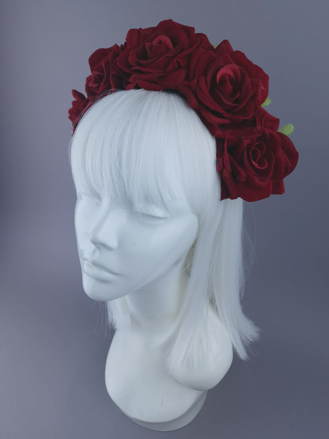 SAMPLE! Red Rose Flower Headdress & Neckpiece