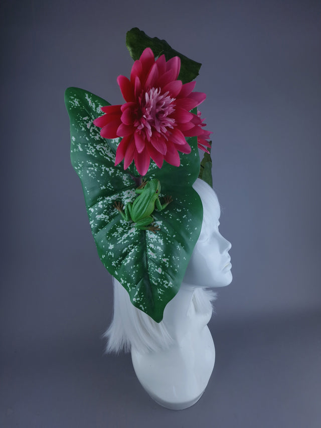 "Pond Life" Frog, Lily & Leaf Fascinator Hat