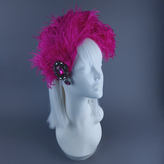 "Nomi" Pink Feather Headdress with Jewel