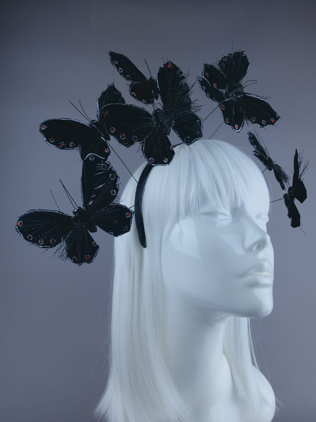 "Flit" Black Butterfly Headdress