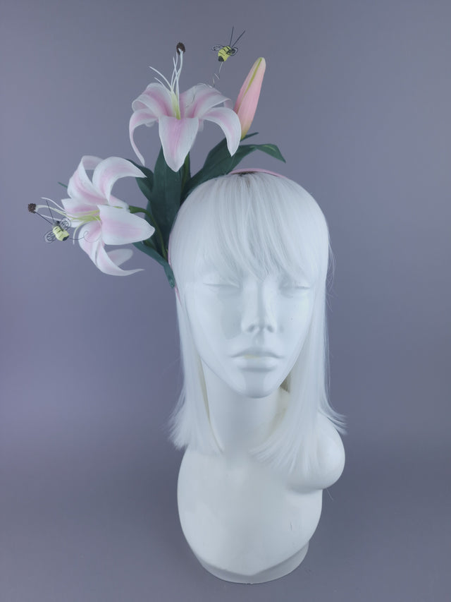 "Summa" Pastel Pink Flower & Bees Headdress