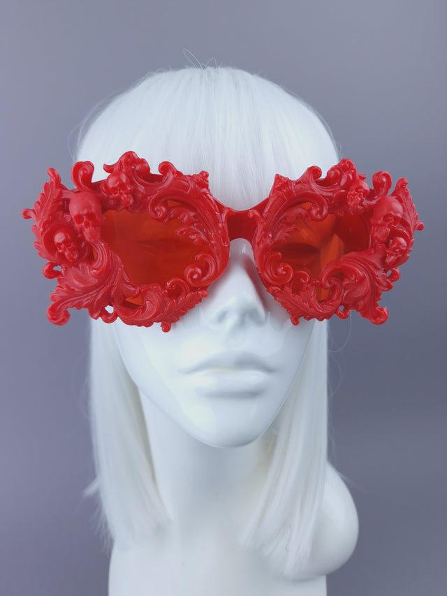 Red Filigree & Skull Sunglasses - SAMPLE