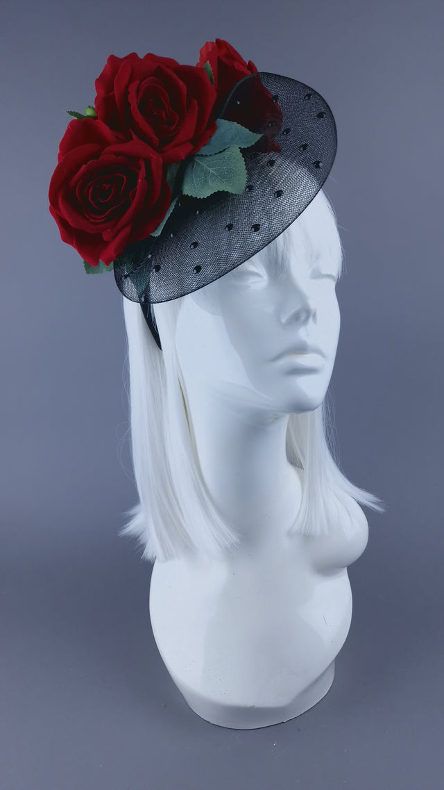 "Doris" Roses & Veil Headdress