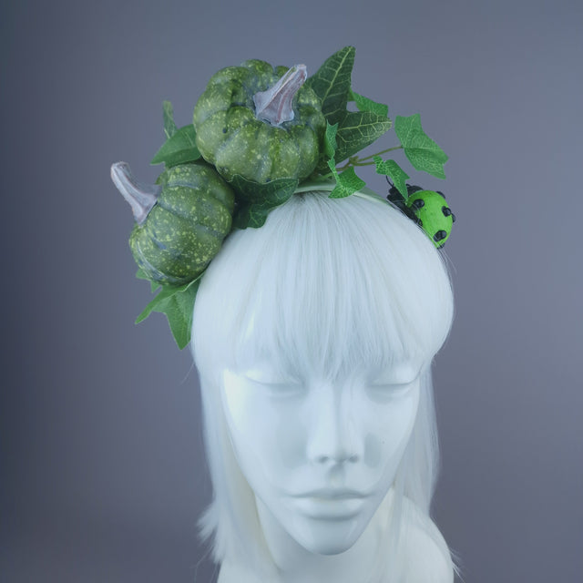 Pearls & Swine: Autumnal Headdress with Ladybird & Green Pumpkin "Snug"