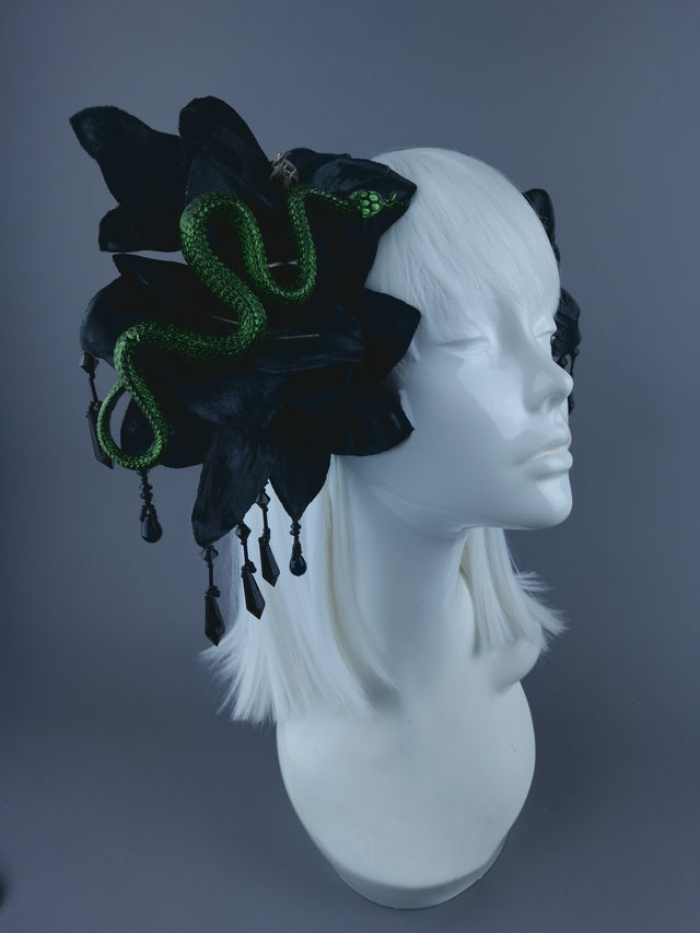 Black Flower Beading & Snake Headdress Fascinator