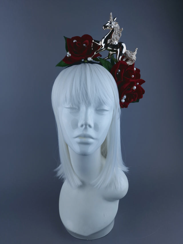 Unicorn, Pearls & Roses Xmas Headdress