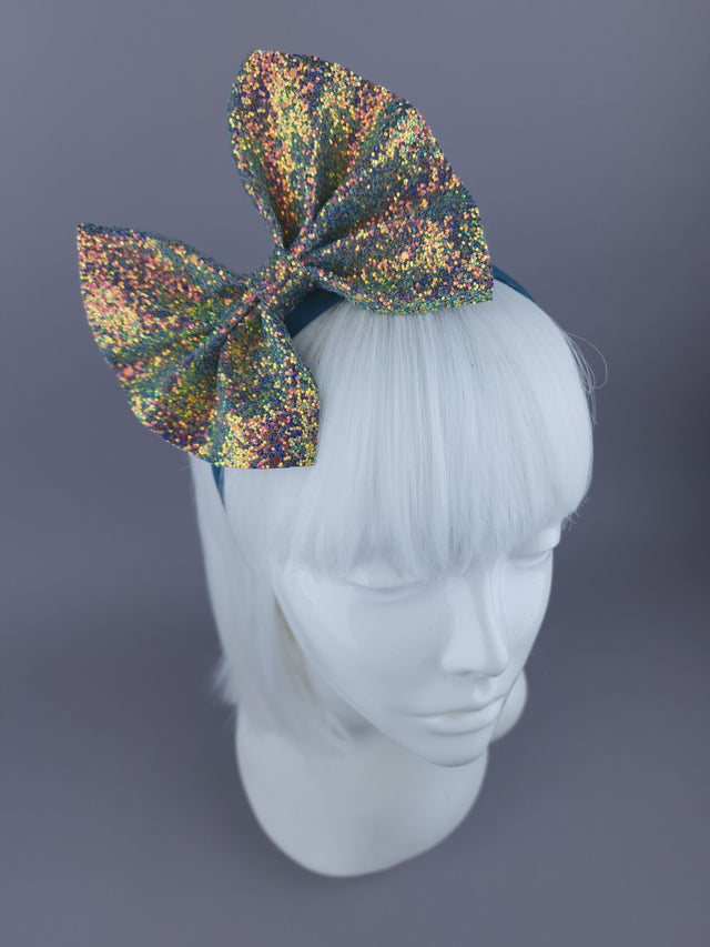 Glitter Bow Teal Headpiece