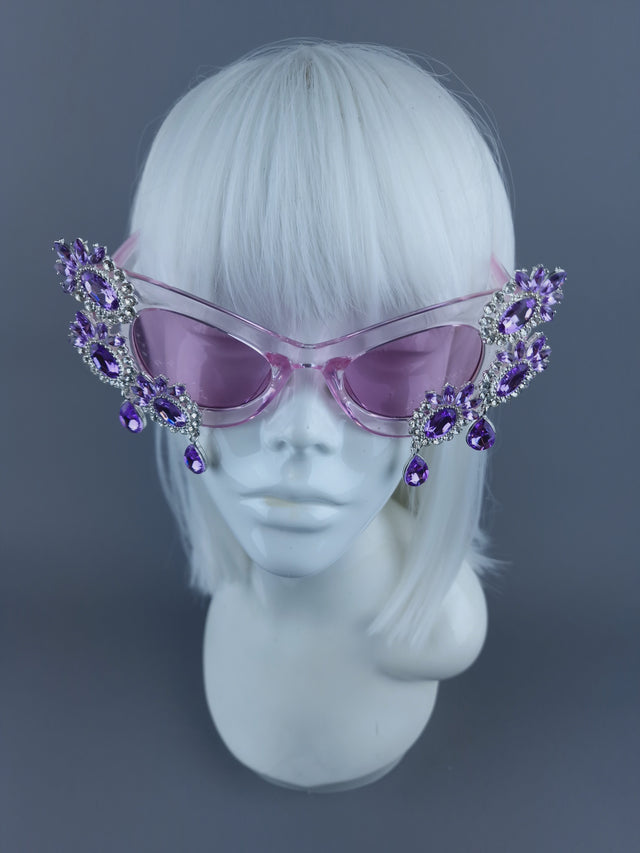 "Zahra" Purple Jewel Cateye Sunglasses