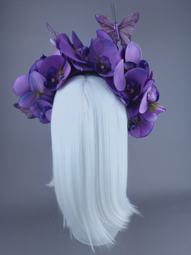 "Badriyah" Purple Orchid & Butterfly Headdress