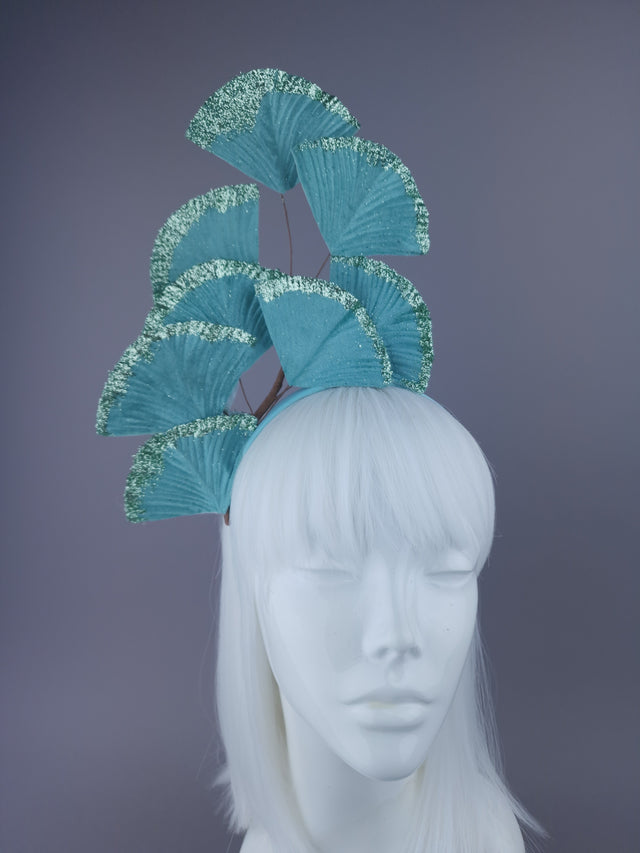 "Kaito" Pastel Blue Ginkgo Leaf Headdress