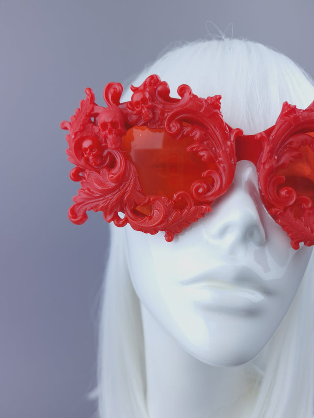 Red Filigree & Skull Sunglasses - SAMPLE