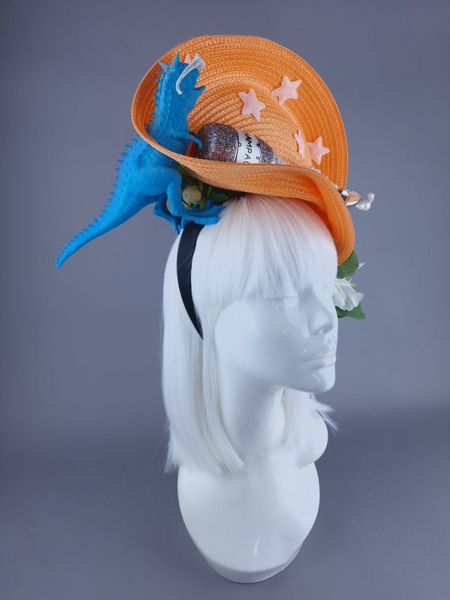 "Dino Party" Dinosaur & Champagne Fascinator Hat