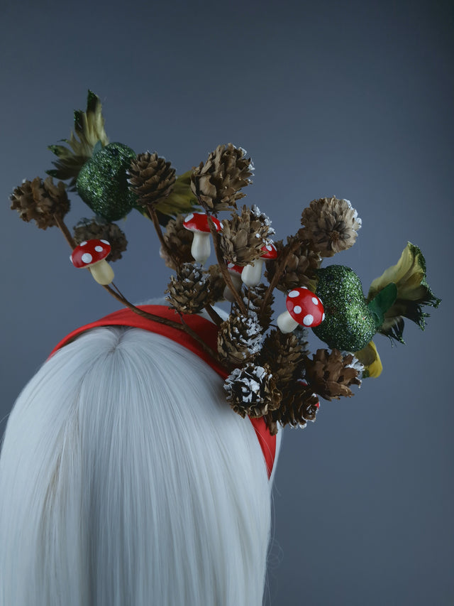 Pine Cones, Mushroom & Birds Xmas Headdress