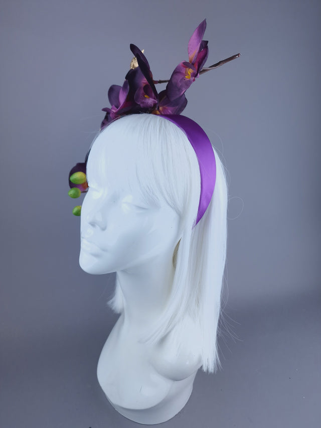 "Serpentes" Purple Orchid & Gold Snake Headdress